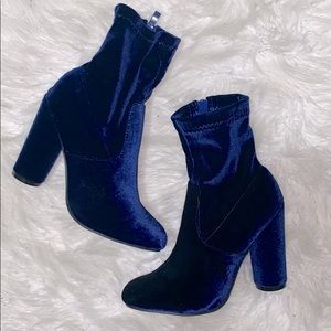 Blue Velvet Booties